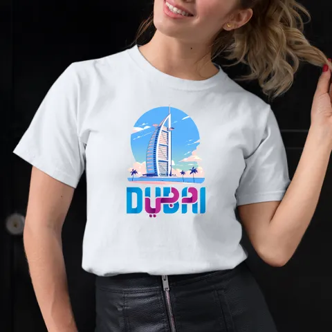 Дамска тениска принт щампа Dubai бяла