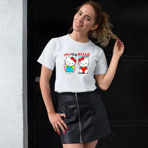 Дамска тениска принт Hello Kitty бяла