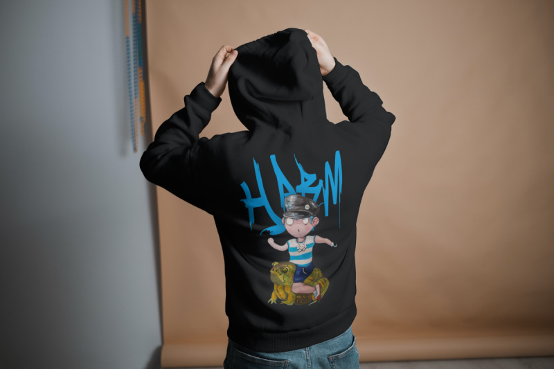 Blue Pirat black hoodie back