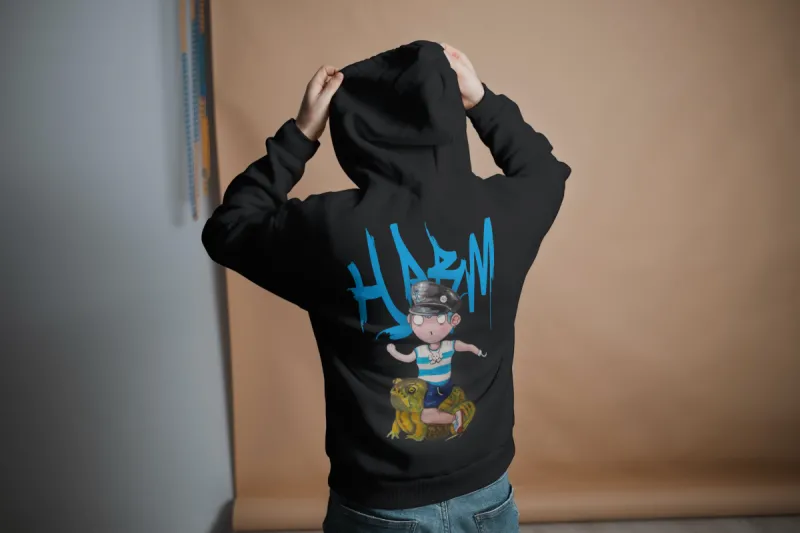 Blue Pirat black hoodie back