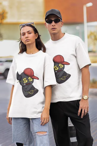 Oversized Бяла Мъжка Тениска Darkbro