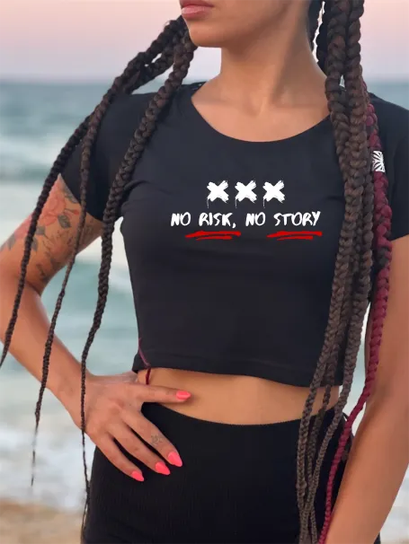 Crop Top - No Risk, No Story - Black