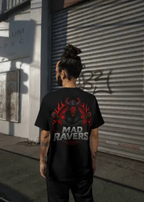 MadRavers Unisex Heavy Oversize Tee I Page Logo - Black