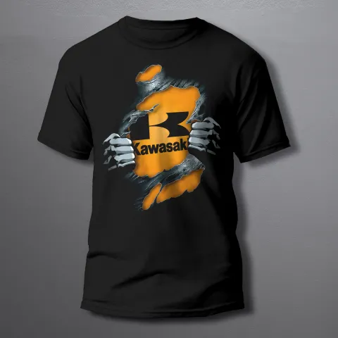 мъжка тениска KAWASAKI 3D effect ORANGE