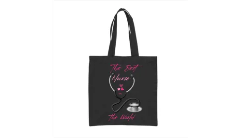 Памучна чанта The best Nurse черна