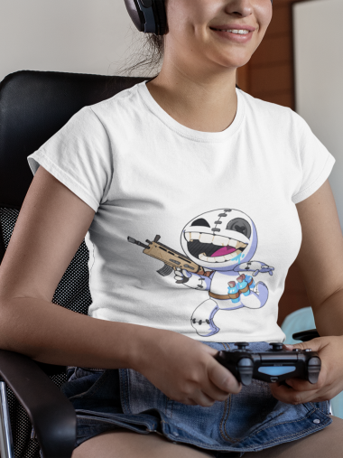 Бяла Дамска Тениска VoodooheadsTv Fortnite