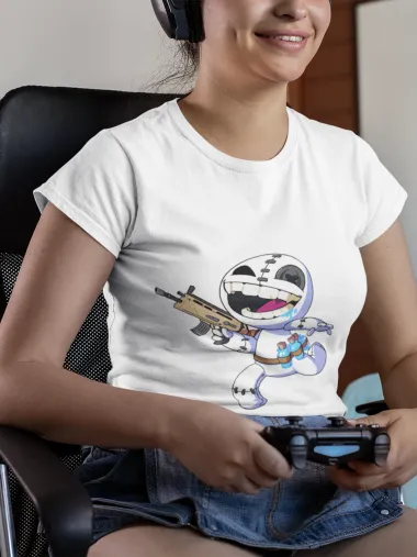 Бяла Дамска Тениска VoodooheadsTv Fortnite