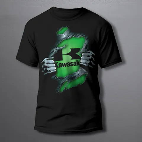 Мото тениска Kawasaki 3D Green за моторист