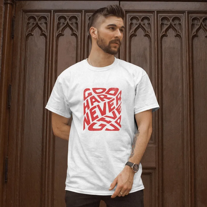 Мъжка тениска "Go Hard Never Give Up" - White