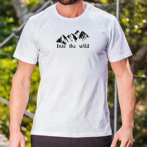 Мъжка тениска принт Into the wild бяла