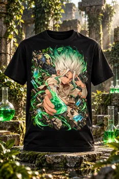 Черна мъжка тениска Dr. Stone