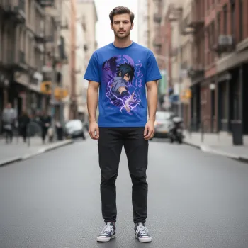 Синя мъжка тениска Purple Lightning