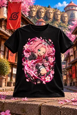 Черна детска тениска Sakura