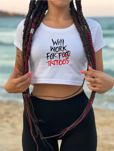 Crop top - Will work for tattoos - white