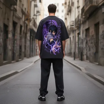 Унисекс овърсайз тениска Purple Lightning