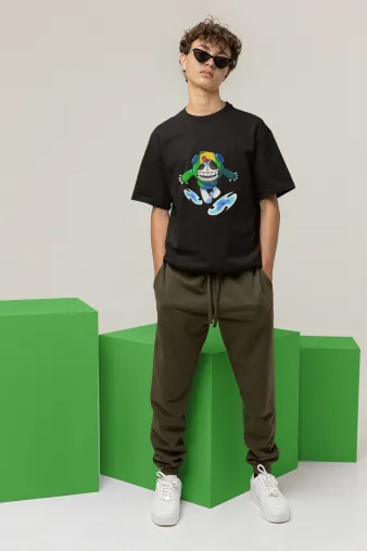 Oversized Черна Мъжка Тениска Leon
