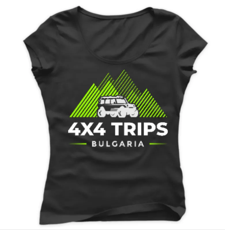 Черна дамска тениска "4x4 Trips Bulgaria"