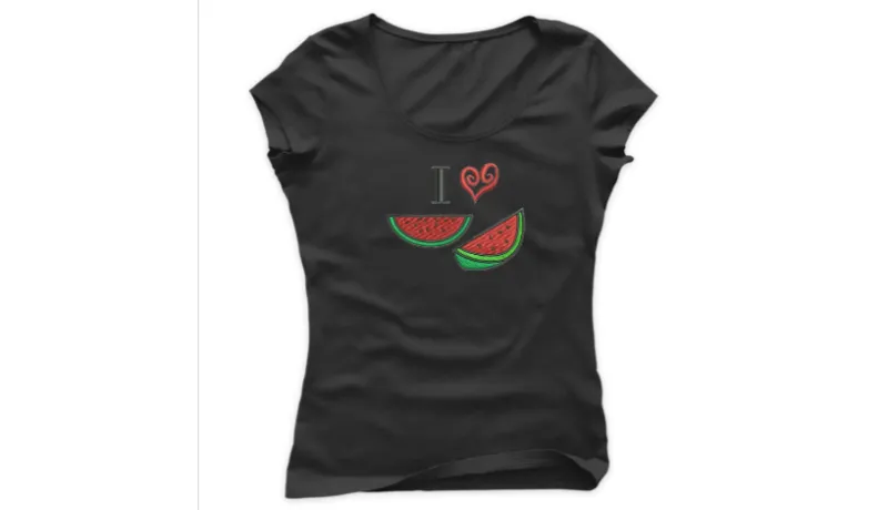 Дамска черна тениска "I love watermelon"