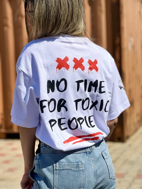 No Time For Toxic People – Дамска - Бяла Oversize тениска