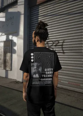 MadRavers Unisex Heavy Oversize Tee I Dirty Dark Techno - Black
