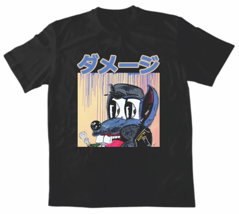 wolf casual black tee